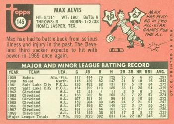 1969 Topps #145 Max Alvis Back