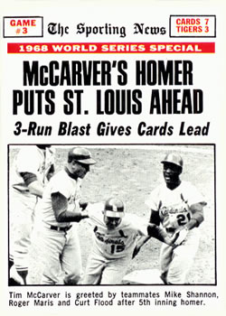 1969 Topps #164 World Series Game #3 - McCarver's Homer Puts St. Louis Ahead Front