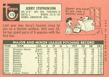 1969 Topps #172 Jerry Stephenson Back