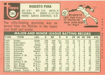 1969 Topps #184 Roberto Pena Back
