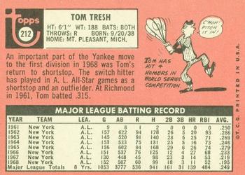 1969 Topps #212 Tom Tresh Back