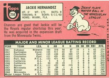 1969 Topps #258 Jackie Hernandez Back
