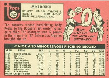 1969 Topps #262 Mike Kekich Back