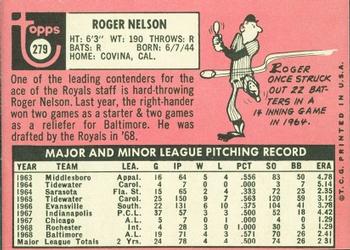 1969 Topps #279 Roger Nelson Back