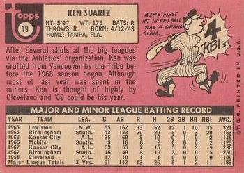 1969 Topps #19 Ken Suarez Back