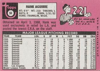 1969 Topps #94 Hank Aguirre Back