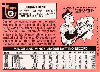 1969 Topps #95 Johnny Bench Back