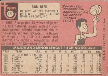 1969 Topps #177 Ron Reed Back