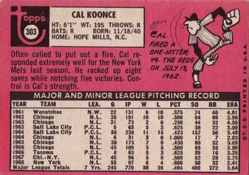 1969 Topps #303 Cal Koonce Back
