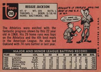 1969 Topps #260 Reggie Jackson Back