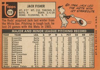 1969 Topps #318 Jack Fisher Back