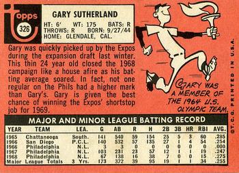 1969 Topps #326 Gary Sutherland Back