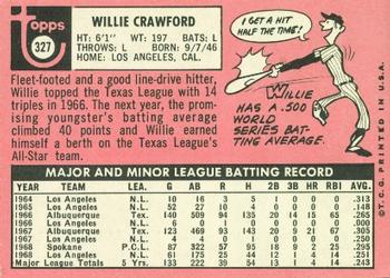 1969 Topps #327 Willie Crawford Back