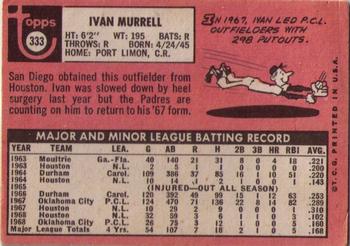1969 Topps #333 Ivan Murrell Back