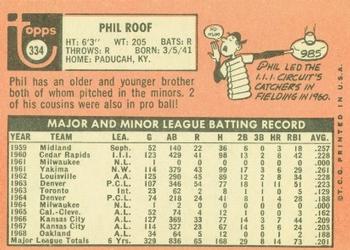 1969 Topps #334 Phil Roof Back