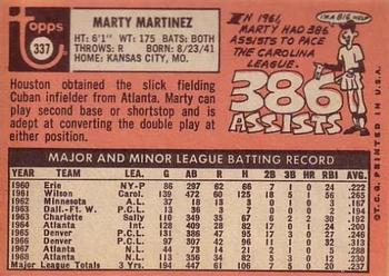 1969 Topps #337 Marty Martinez Back