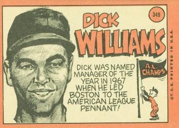 1969 Topps #349 Dick Williams Back