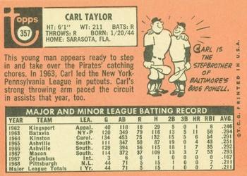 1969 Topps #357 Carl Taylor Back