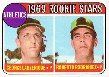 1969 Topps #358 Athletics 1969 Rookie Stars (George Lauzerique / Roberto Rodriguez) Front