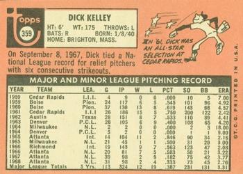 1969 Topps #359 Dick Kelley Back