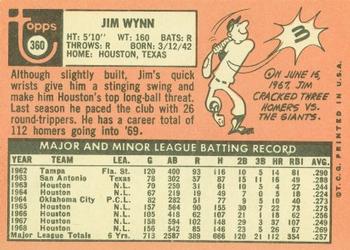 1969 Topps #360 Jim Wynn Back