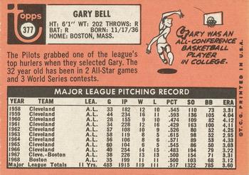 1969 Topps #377 Gary Bell Back