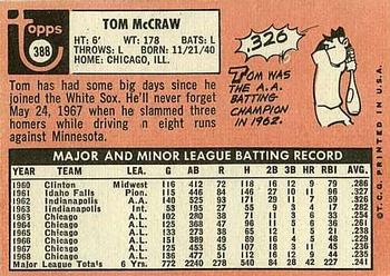 1969 Topps #388 Tom McCraw Back