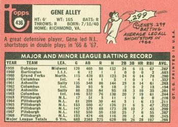 1969 Topps #436 Gene Alley Back