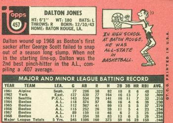 1969 Topps #457 Dalton Jones Back