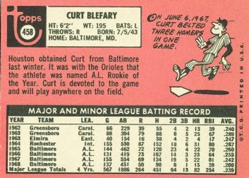 1969 Topps #458 Curt Blefary Back