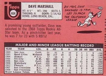 1969 Topps #464 Dave Marshall Back