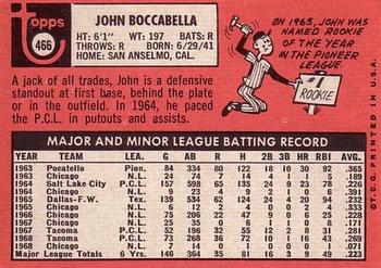 1969 Topps #466 John Boccabella Back