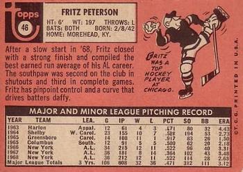 1969 Topps #46 Fritz Peterson Back