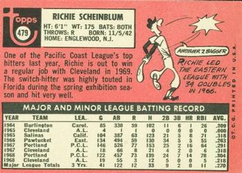 1969 Topps #479 Richie Scheinblum Back