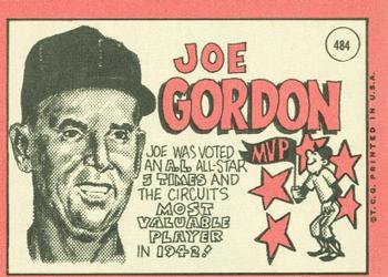 1969 Topps #484 Joe Gordon Back