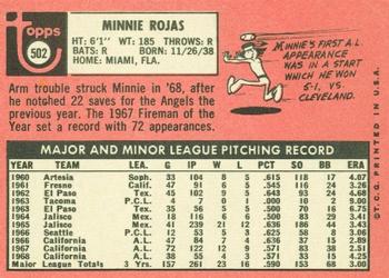 1969 Topps #502 Minnie Rojas Back