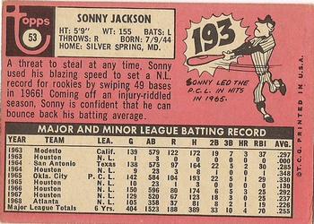 1969 Topps #53 Sonny Jackson Back