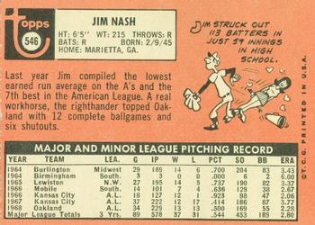 1969 Topps #546 Jim Nash Back
