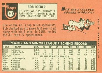 1969 Topps #548 Bob Locker Back