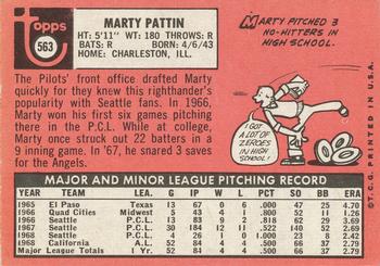 1969 Topps #563 Marty Pattin Back
