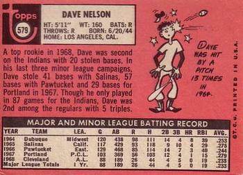 1969 Topps #579 Dave Nelson Back