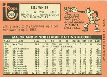 1969 Topps #588 Bill White Back