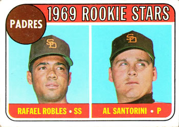 1969 Topps #592 Padres 1969 Rookie Stars (Rafael Robles / Al Santorini) Front