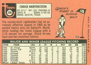 1969 Topps #596 Chuck Hartenstein Back