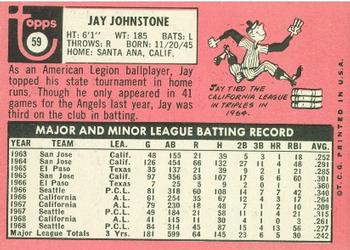 1969 Topps #59 Jay Johnstone Back