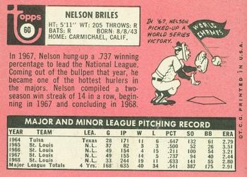 1969 Topps #60 Nelson Briles Back