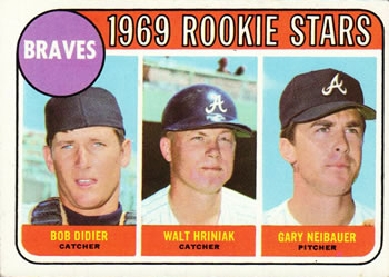 1969 Topps #611 Braves 1969 Rookie Stars (Bob Didier / Walt Hriniak / Gary Neibauer) Front