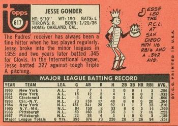 1969 Topps #617 Jesse Gonder Back