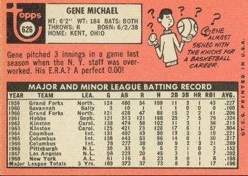 1969 Topps #626 Gene Michael Back