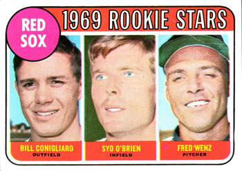 1969 Topps #628 Red Sox 1969 Rookie Stars (Bill Conigliaro / Syd O'Brien / Fred Wenz) Front